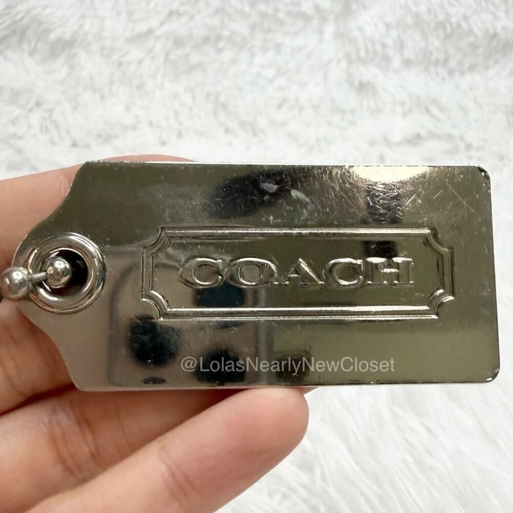 2.5" COACH Metal Silver Fob Bag Charm Hang tag Hangtag